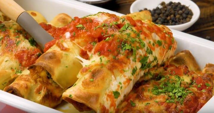 Блины с начинкой в духовке