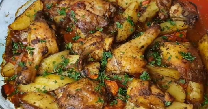 Запеченная картошка с курицей