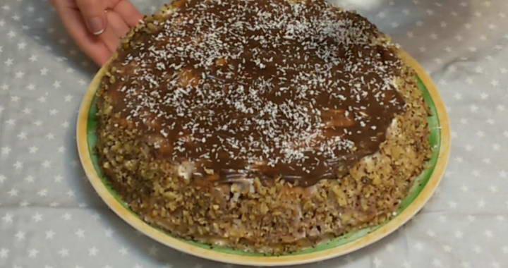 Торт из пряников с бананами и сметаной